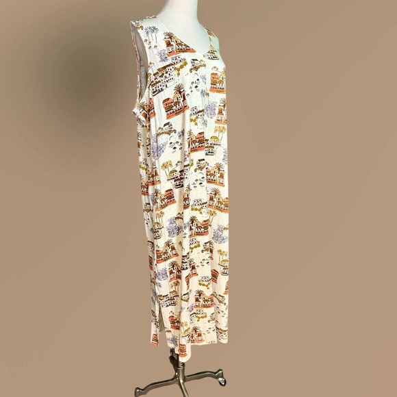 NWOT Denim & Co. Naturals Regular V-Neck Printed Midi Dress w/ Pockets in Scenic - Picture 13 of 14